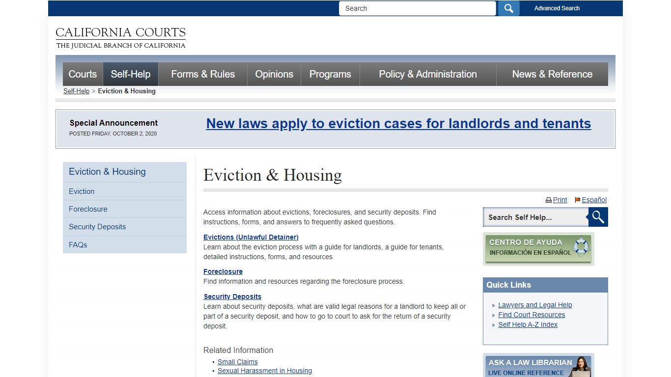 Eviction & Housing - housing_selfhelp - California